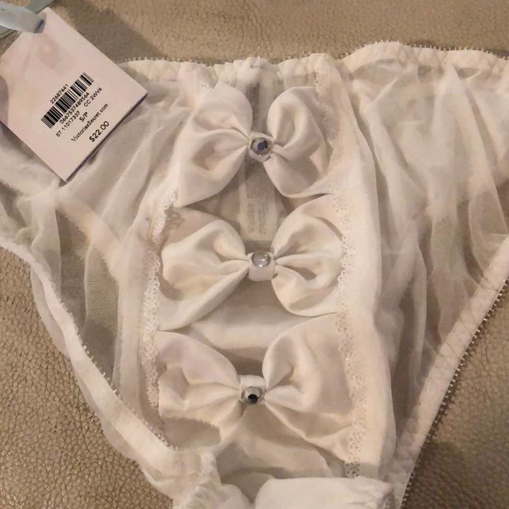 Rare Victoria Secret BRIDE white wedding pantie underwear rhinestones size S